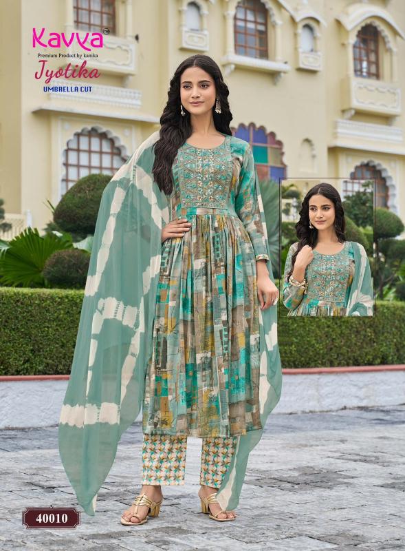 Kavya jyotika vol 40 umbrella cut 3pcs kurtis wholesale